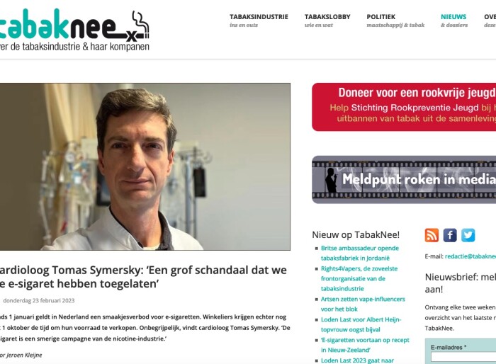 Interview cardioloog Tomas Symersky, Stichting Rookpreventie Jeugd